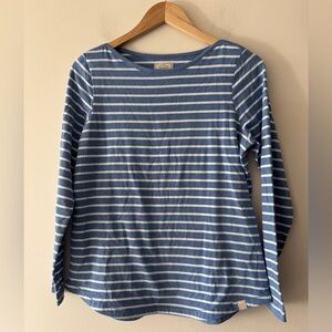 FatFace Breton Blue and White Stripe Long Sleeve Top Organic Cotton